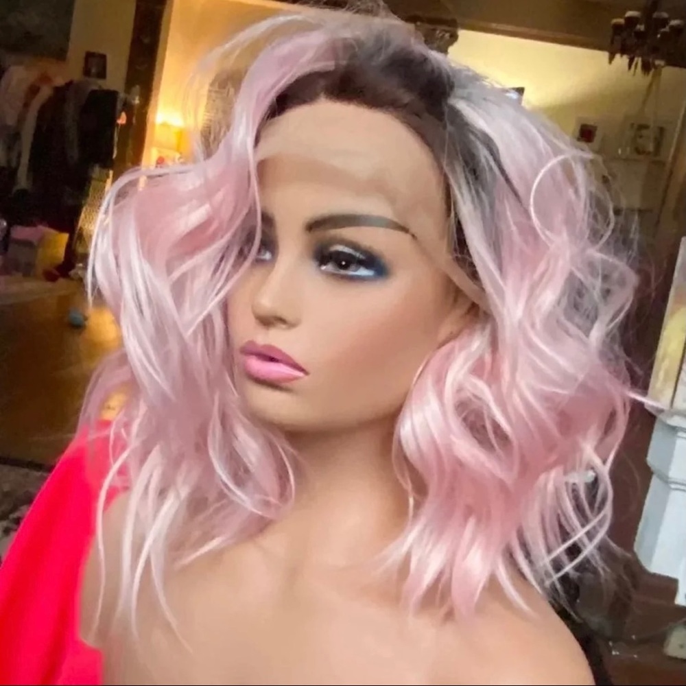 Cotton candy pink lace front wig